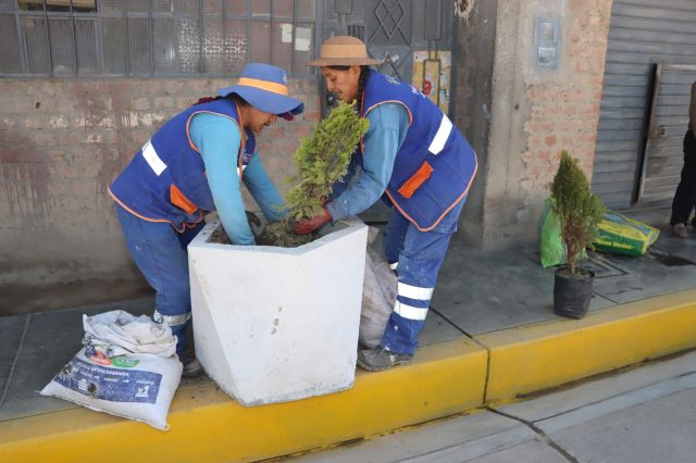 EMBELLECEN CALLES CON LA INSTALACIÓN DE MACETEROS